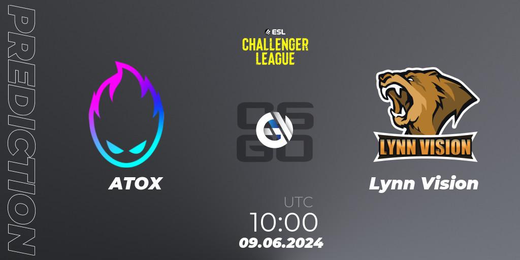 ATOX contre Lynn Vision : prédiction de match. 09.06.2024 at 10:00. Counter-Strike (CS2), ESL Challenger League Season 47: Asia