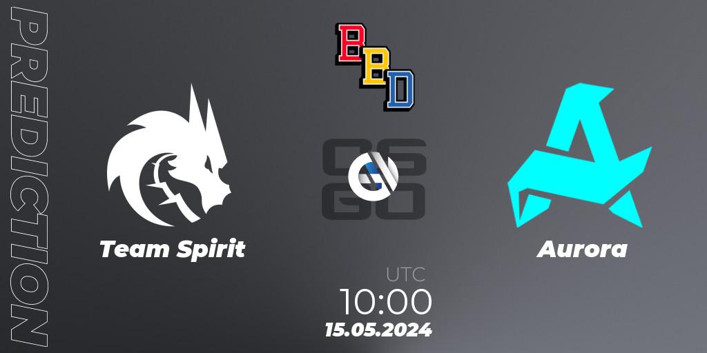 Team Spirit contre Aurora : prédiction de match. 15.05.2024 at 10:00. Counter-Strike (CS2), BetBoom Dacha Belgrade 2024