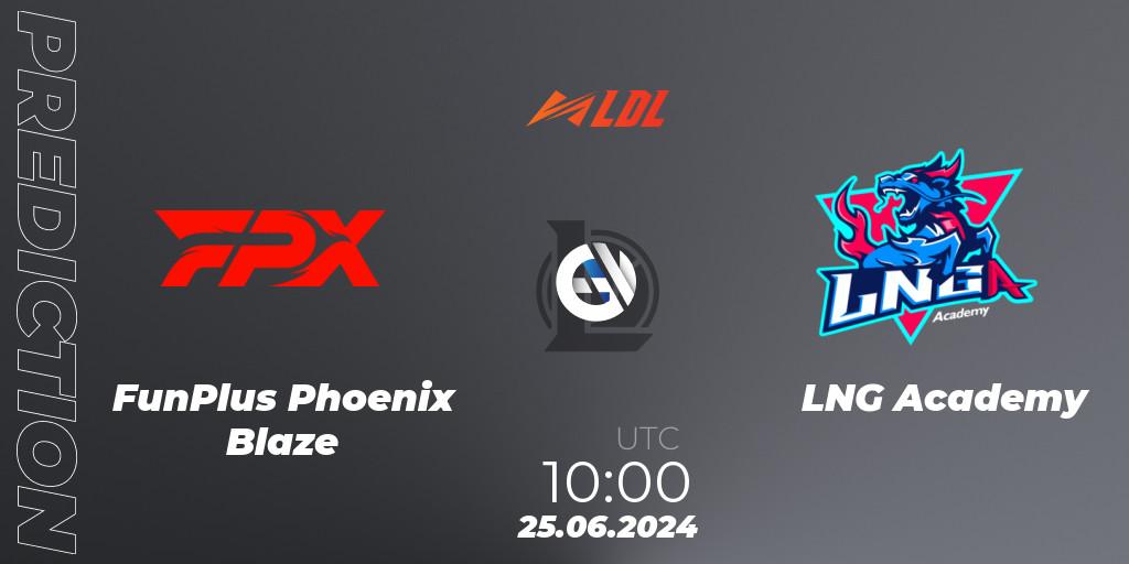 FunPlus Phoenix Blaze contre LNG Academy : prédiction de match. 25.06.2024 at 10:00. LoL, LDL 2024 - Stage 3