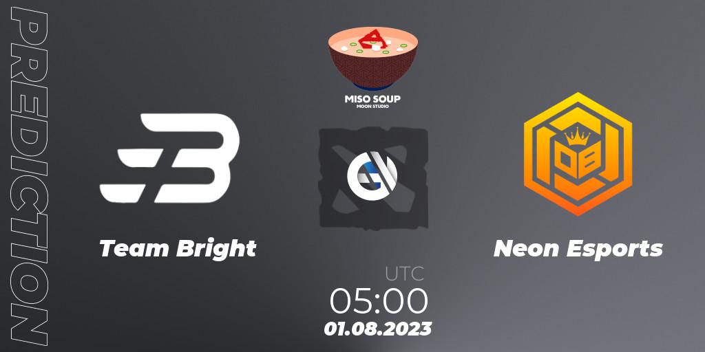 Team Bright contre Neon Esports : prédiction de match. 01.08.2023 at 05:13. Dota 2, Moon Studio Miso Soup