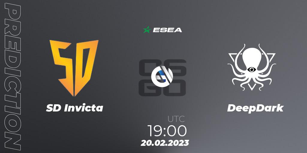 SD Invicta contre BREAKTHROUGH : prédiction de match. 20.02.2023 at 19:00. Counter-Strike (CS2), ESEA Season 44: Advanced Division - Europe