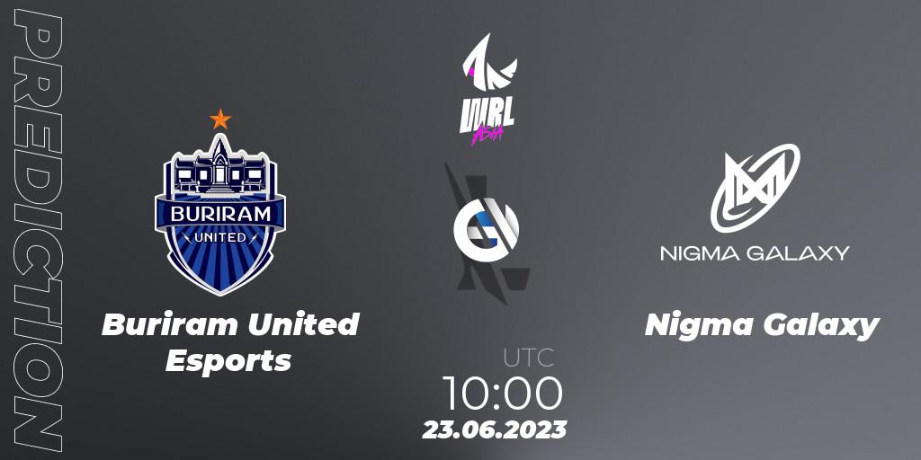 Buriram United Esports contre Nigma Galaxy : prédiction de match. 23.06.2023 at 10:00. Wild Rift, WRL Asia 2023 - Season 1 - Playoffs