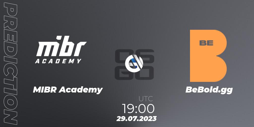 MIBR Academy contre BeBold.gg : prédiction de match. 29.07.2023 at 19:00. Counter-Strike (CS2), Gamers Club Liga Série A: July 2023