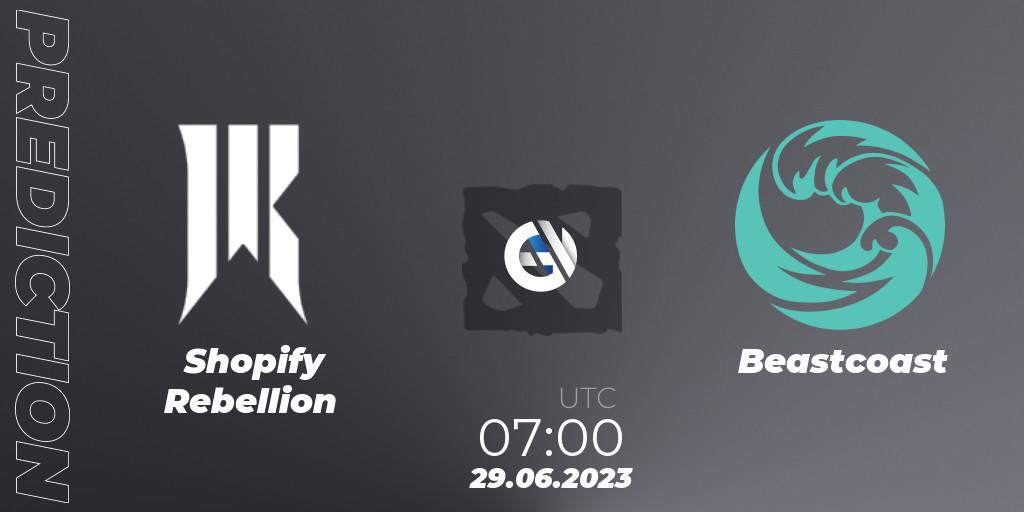 Shopify Rebellion contre Beastcoast : prédiction de match. 29.06.23. Dota 2, Bali Major 2023 - Group Stage