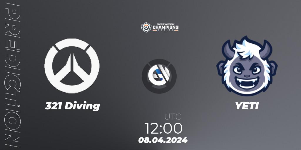 321 Diving contre YETI : prédiction de match. 08.04.2024 at 12:00. Overwatch, Overwatch Champions Series 2024 - Asia Stage 1 Wild Card