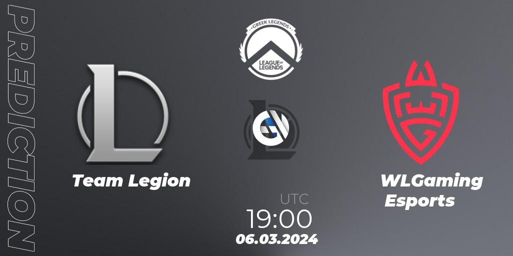 Team Legion contre WLGaming Esports : prédiction de match. 06.03.2024 at 19:00. LoL, GLL Spring 2024