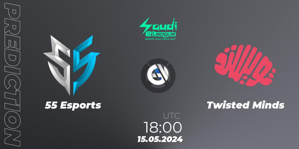 55 Esports contre Twisted Minds : prédiction de match. 15.05.2024 at 18:00. Overwatch, Saudi eLeague 2024 - Major 2 Phase 1