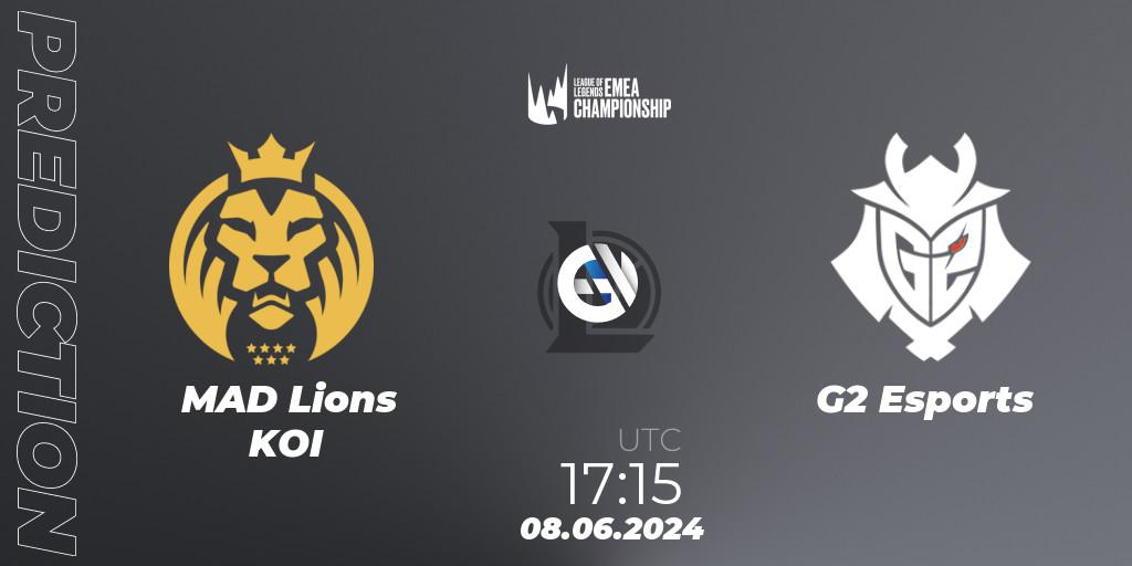 MAD Lions KOI contre G2 Esports : prédiction de match. 08.06.2024 at 17:15. LoL, LEC Summer 2024 - Regular Season