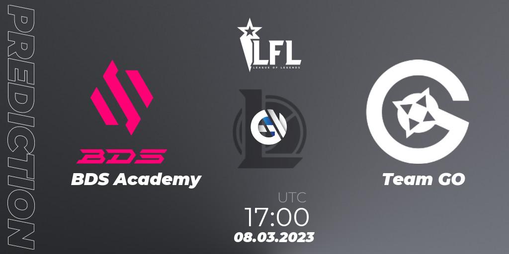 BDS Academy contre Team GO : prédiction de match. 08.03.2023 at 17:00. LoL, LFL Spring 2023 - Group Stage