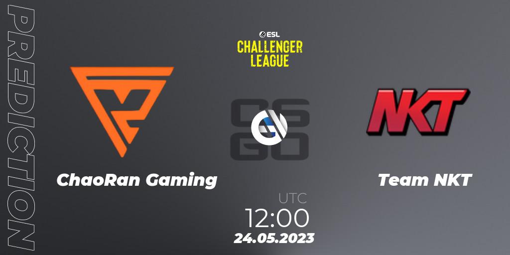 ChaoRan Gaming contre Team NKT : prédiction de match. 24.05.2023 at 12:00. Counter-Strike (CS2), ESL Challenger League Season 45: Asia-Pacific