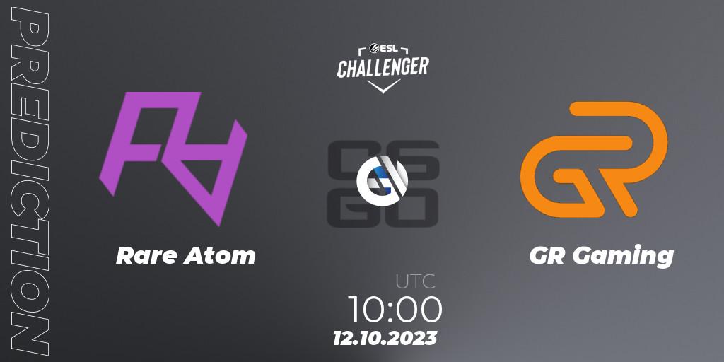 Rare Atom contre GR Gaming : prédiction de match. 12.10.2023 at 10:10. Counter-Strike (CS2), ESL Challenger at DreamHack Winter 2023: Asian Open Qualifier