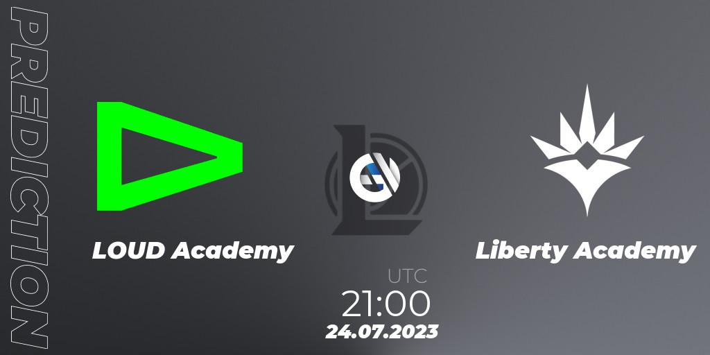 LOUD Academy contre Liberty Academy : prédiction de match. 24.07.2023 at 21:00. LoL, CBLOL Academy Split 2 2023 - Group Stage