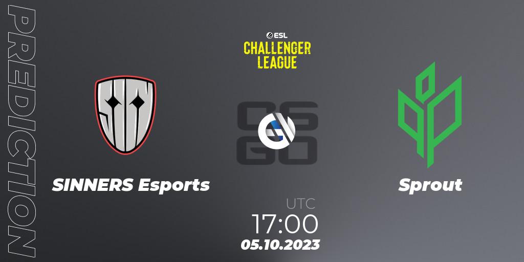 SINNERS Esports contre Sprout : prédiction de match. 05.10.2023 at 17:00. Counter-Strike (CS2), ESL Challenger League Season 46: Europe