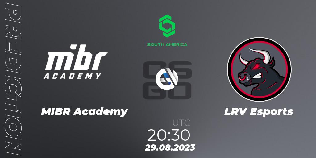 MIBR Academy contre LRV Esports : prédiction de match. 29.08.2023 at 21:20. Counter-Strike (CS2), CCT South America Series #10