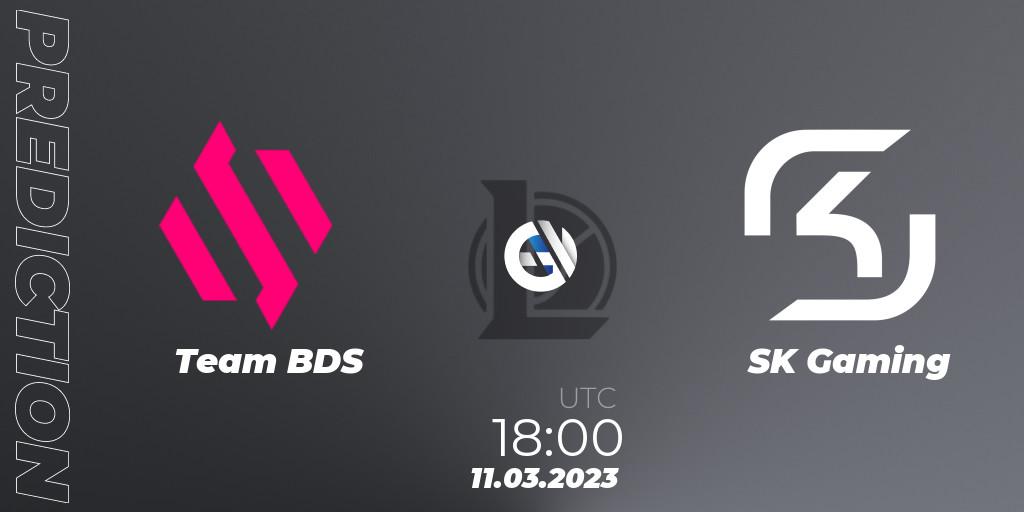 Team BDS contre SK Gaming : prédiction de match. 11.03.2023 at 18:00. LoL, LEC Spring 2023 - Regular Season