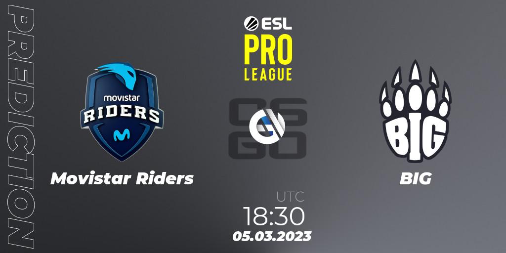 Movistar Riders contre BIG : prédiction de match. 05.03.2023 at 19:00. Counter-Strike (CS2), ESL Pro League Season 17