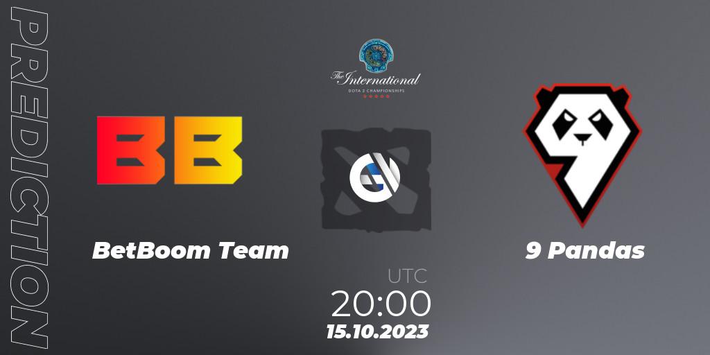 BetBoom Team contre 9 Pandas : prédiction de match. 15.10.2023 at 18:58. Dota 2, The International 2023 - Group Stage