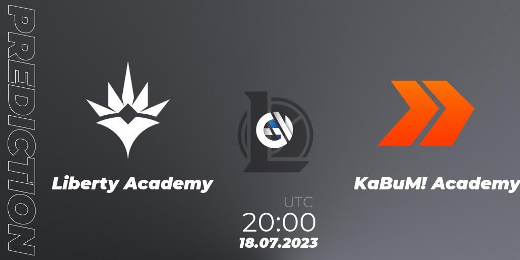 Liberty Academy contre KaBuM! Academy : prédiction de match. 18.07.2023 at 20:00. LoL, CBLOL Academy Split 2 2023 - Group Stage