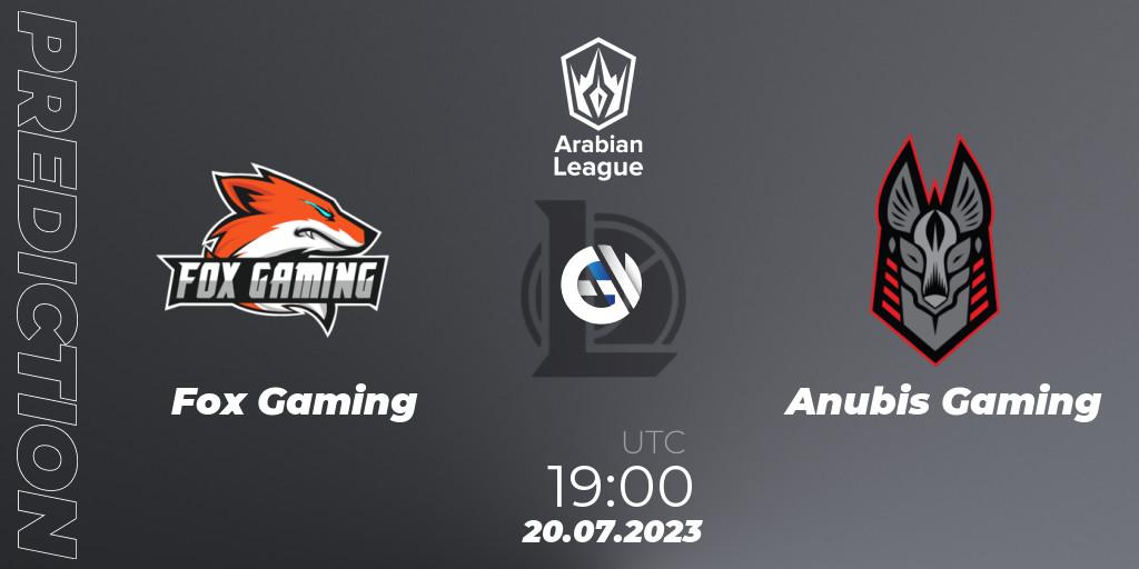Fox Gaming contre Anubis Gaming : prédiction de match. 20.07.2023 at 19:30. LoL, Arabian League Summer 2023 - Group Stage