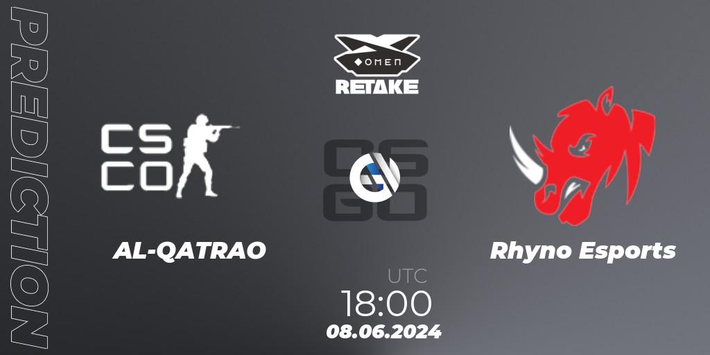 AL-QATRAO contre Rhyno Esports : prédiction de match. 08.06.2024 at 18:00. Counter-Strike (CS2), Circuito Retake Season 8