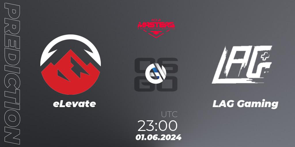 eLevate contre LAG Gaming : prédiction de match. 01.06.2024 at 23:00. Counter-Strike (CS2), Ace North American Masters Fall 2024: Open Qualifier #2