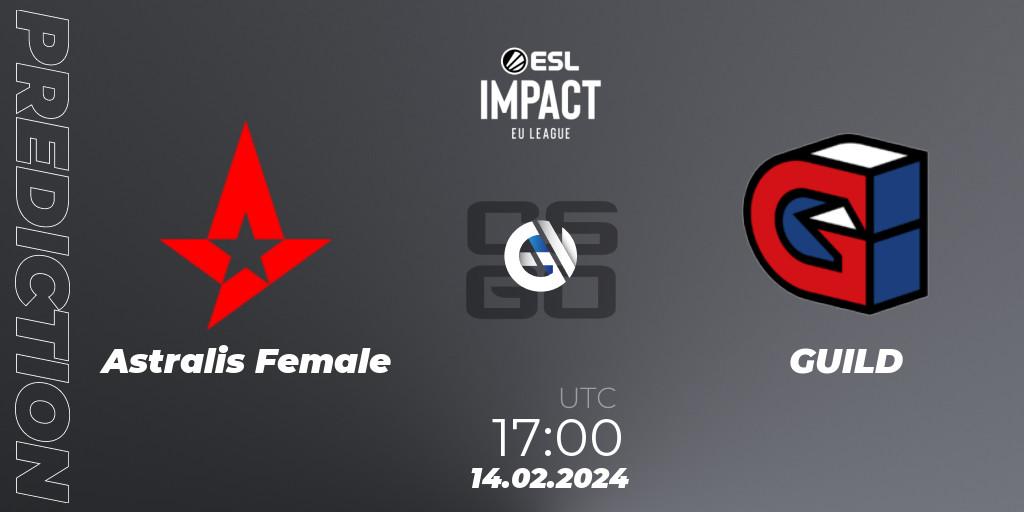 Astralis Female contre GUILD : prédiction de match. 14.02.24. CS2 (CS:GO), ESL Impact League Season 5: European Division - Open Qualifier #1