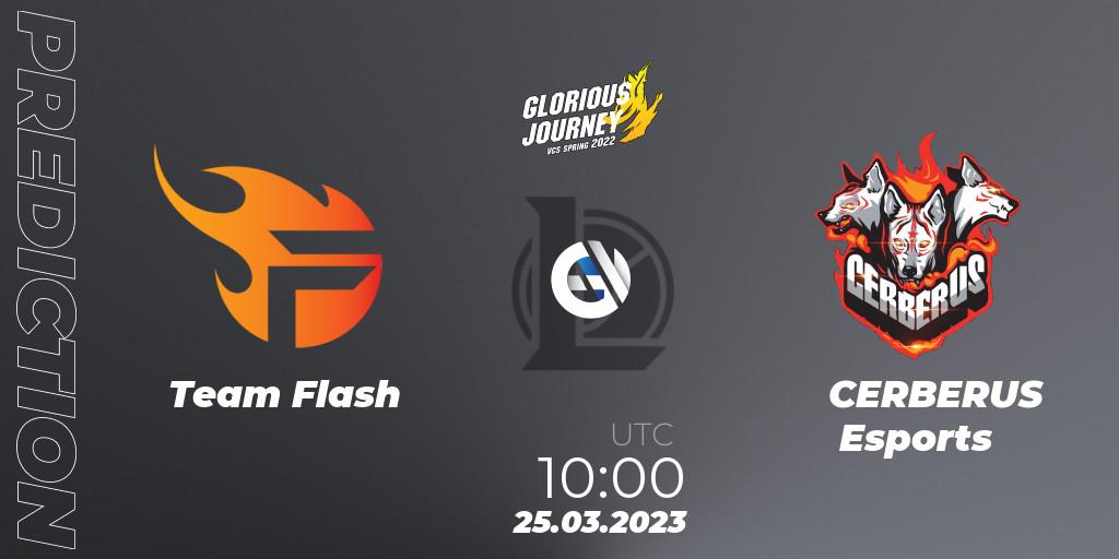 Team Flash contre CERBERUS Esports : prédiction de match. 02.03.2023 at 10:00. LoL, VCS Spring 2023 - Group Stage