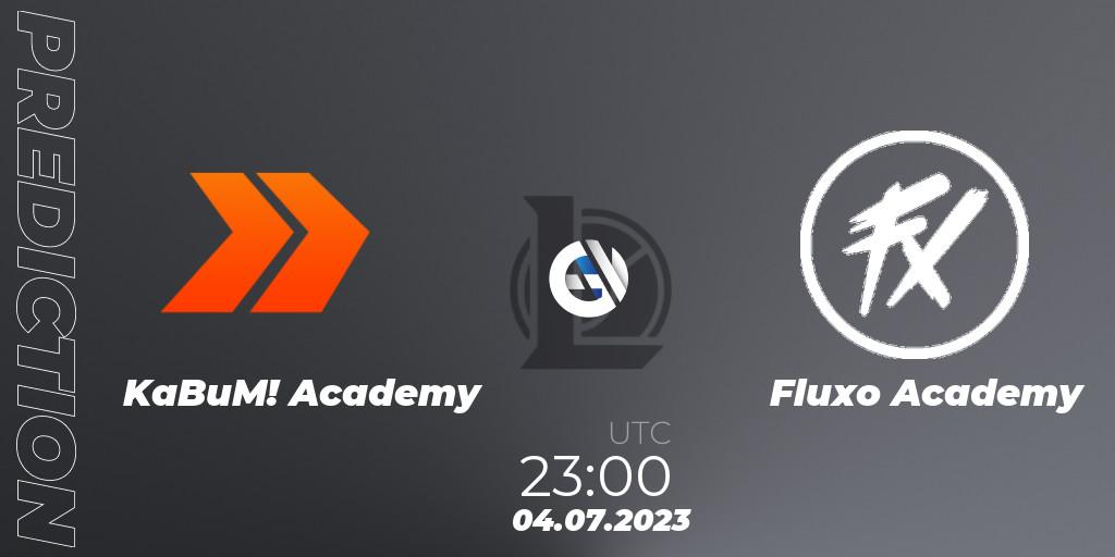 KaBuM! Academy contre Fluxo Academy : prédiction de match. 04.07.2023 at 23:00. LoL, CBLOL Academy Split 2 2023 - Group Stage