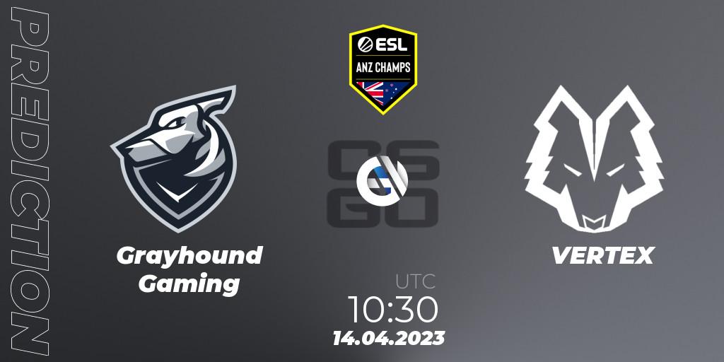 Grayhound Gaming contre VERTEX : prédiction de match. 14.04.2023 at 10:50. Counter-Strike (CS2), ESL ANZ Champs Season 16