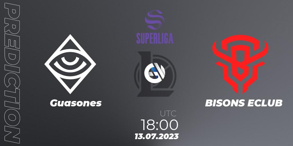 Guasones contre BISONS ECLUB : prédiction de match. 11.07.2023 at 18:00. LoL, Superliga Summer 2023 - Group Stage
