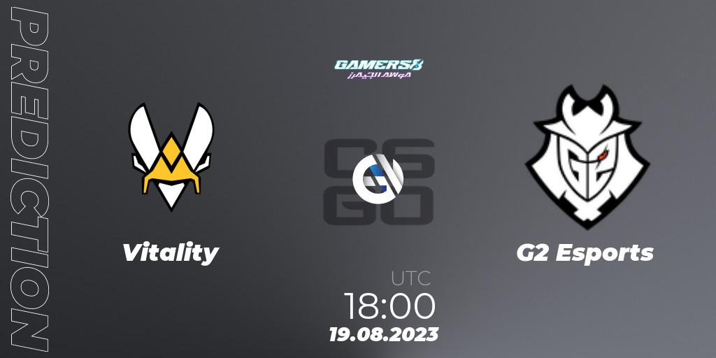 Vitality contre G2 Esports : prédiction de match. 19.08.2023 at 18:10. Counter-Strike (CS2), Gamers8 2023