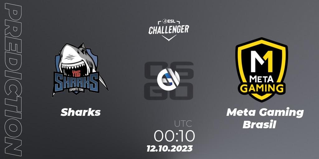 Sharks contre Meta Gaming Brasil : prédiction de match. 12.10.2023 at 00:10. Counter-Strike (CS2), ESL Challenger at DreamHack Winter 2023: South American Open Qualifier