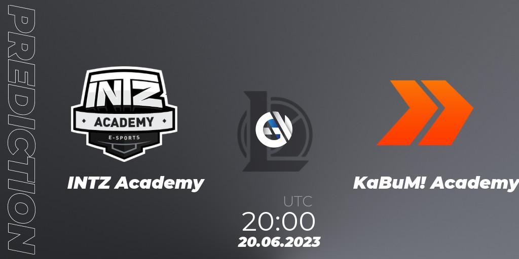 INTZ Academy contre KaBuM! Academy : prédiction de match. 20.06.2023 at 20:00. LoL, CBLOL Academy Split 2 2023 - Group Stage