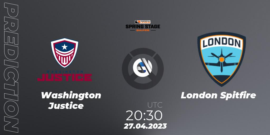 Washington Justice contre London Spitfire : prédiction de match. 27.04.2023 at 21:15. Overwatch, OWL Stage Qualifiers Spring 2023 West