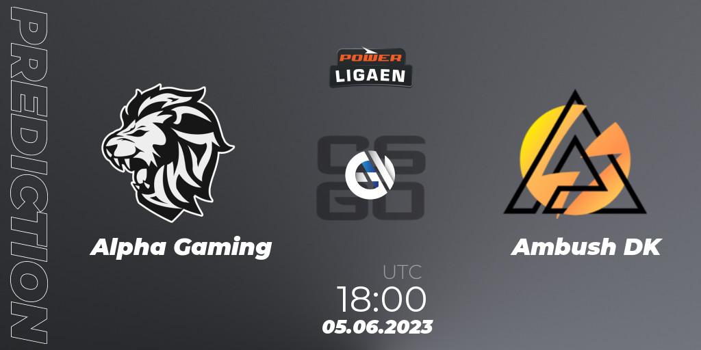 Alpha Gaming contre Ambush : prédiction de match. 05.06.2023 at 16:00. Counter-Strike (CS2), Dust2.dk Ligaen Season 23