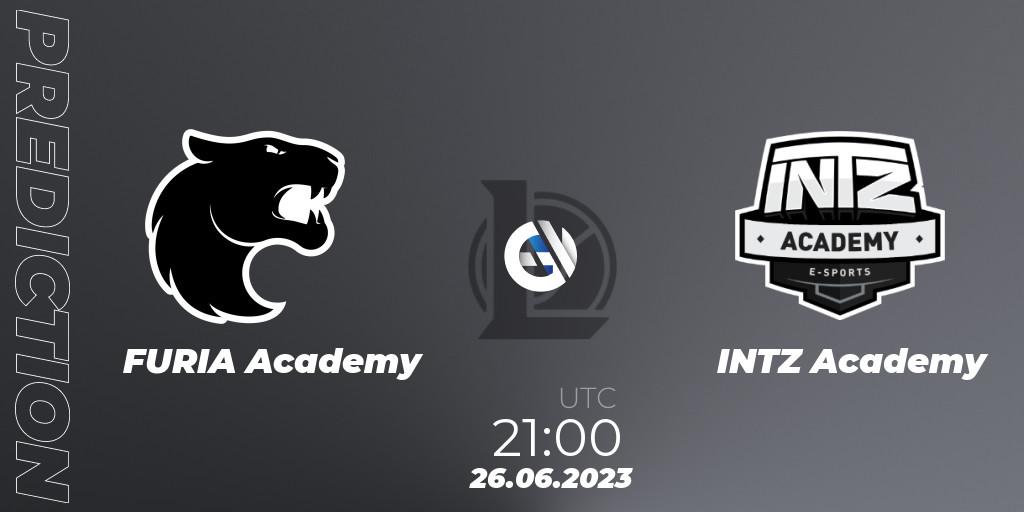 FURIA Academy contre INTZ Academy : prédiction de match. 26.06.2023 at 21:15. LoL, CBLOL Academy Split 2 2023 - Group Stage