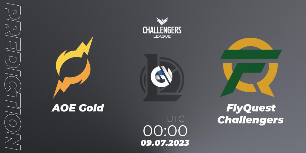 AOE Gold contre FlyQuest Challengers : prédiction de match. 09.07.2023 at 00:00. LoL, North American Challengers League 2023 Summer - Group Stage