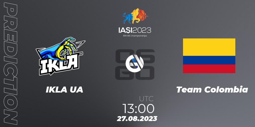 IKLA UA contre Team Colombia : prédiction de match. 27.08.2023 at 19:10. Counter-Strike (CS2), IESF World Esports Championship 2023