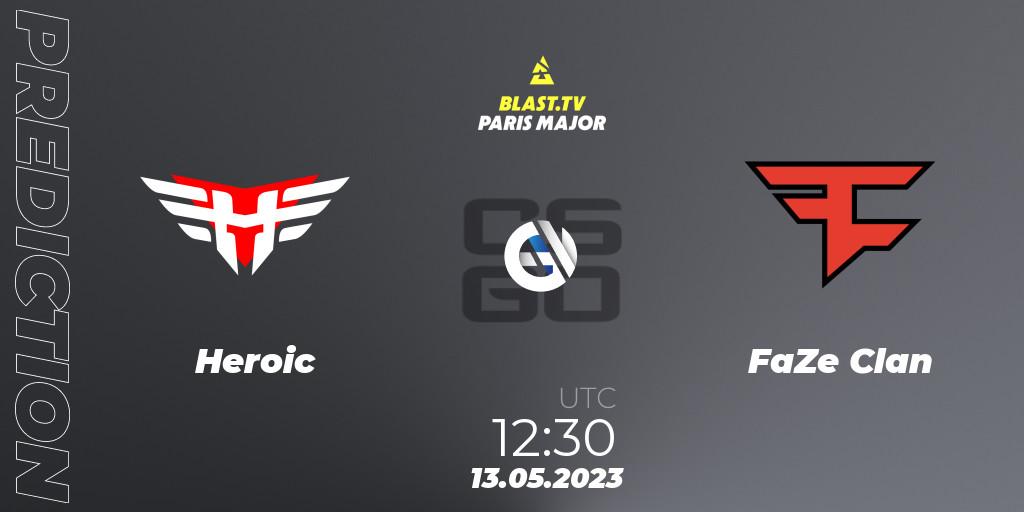 Heroic contre FaZe Clan : prédiction de match. 13.05.2023 at 11:50. Counter-Strike (CS2), BLAST Paris Major 2023