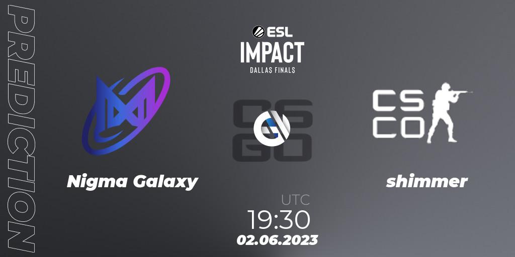 Nigma Galaxy contre shimmer : prédiction de match. 02.06.23. CS2 (CS:GO), ESL Impact League Season 3