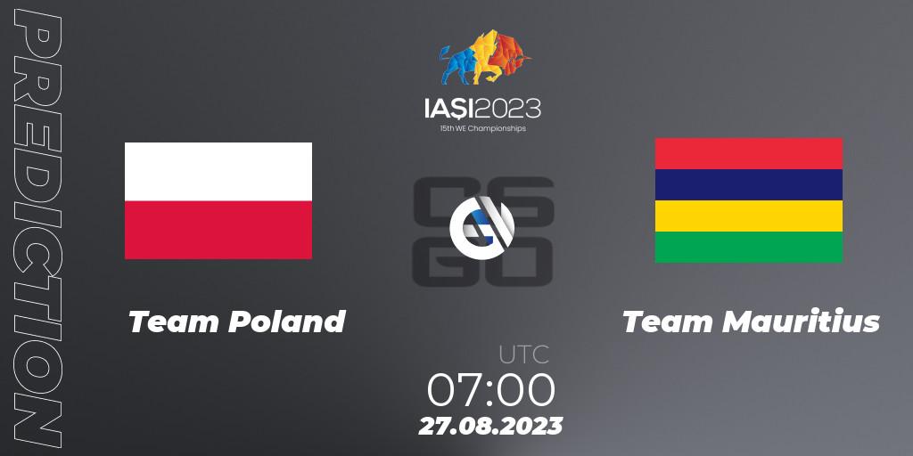 Team Poland contre Team Mauritius : prédiction de match. 27.08.2023 at 10:00. Counter-Strike (CS2), IESF World Esports Championship 2023