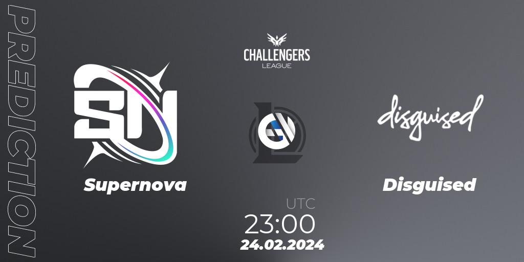 Supernova contre Disguised : prédiction de match. 24.02.2024 at 23:00. LoL, NACL 2024 Spring - Group Stage