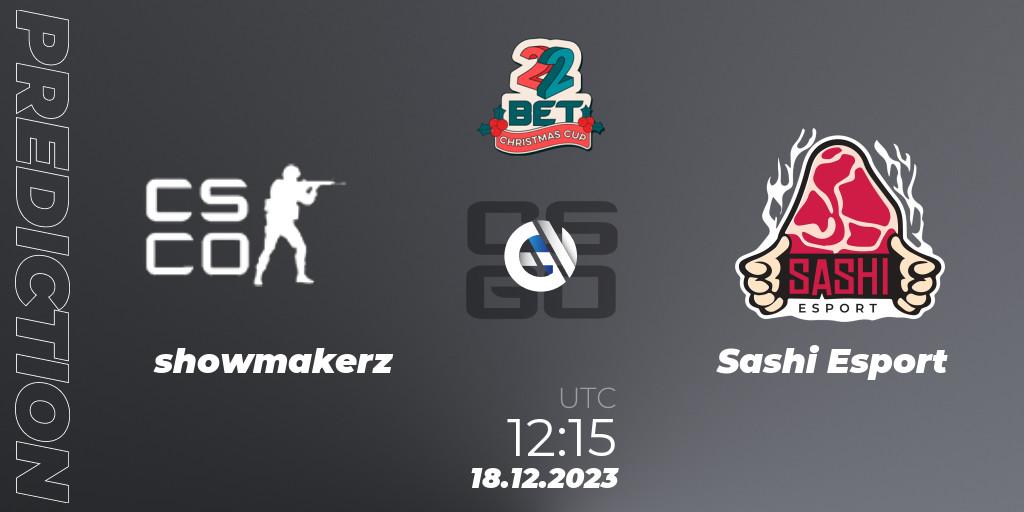 showmakerz contre Sashi Esport : prédiction de match. 18.12.2023 at 12:05. Counter-Strike (CS2), 22BET Christmas Cup 2023