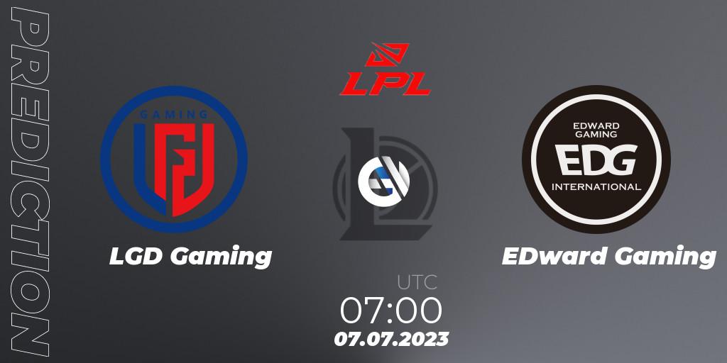 LGD Gaming contre EDward Gaming : prédiction de match. 07.07.23. LoL, LPL Summer 2023 Regular Season