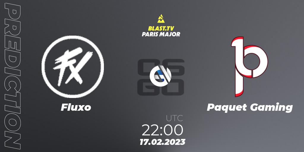 Fluxo contre Paquetá Gaming : prédiction de match. 17.02.2023 at 22:30. Counter-Strike (CS2), BLAST.tv Paris Major 2023 South America RMR Closed Qualifier