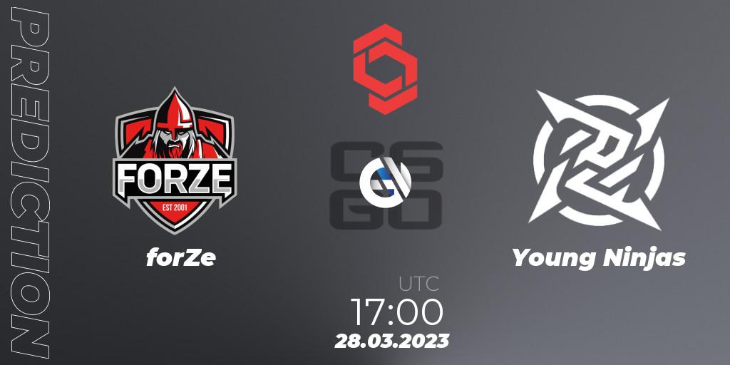 forZe contre Young Ninjas : prédiction de match. 28.03.23. CS2 (CS:GO), CCT Central Europe Series #5