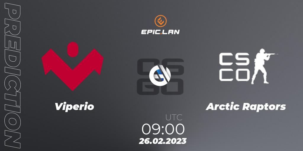 Viperio contre Arctic Raptors : prédiction de match. 26.02.2023 at 09:00. Counter-Strike (CS2), EPIC.LAN 38