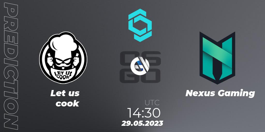 Let us cook contre Nexus Gaming : prédiction de match. 29.05.2023 at 14:30. Counter-Strike (CS2), CCT North Europe Series 5