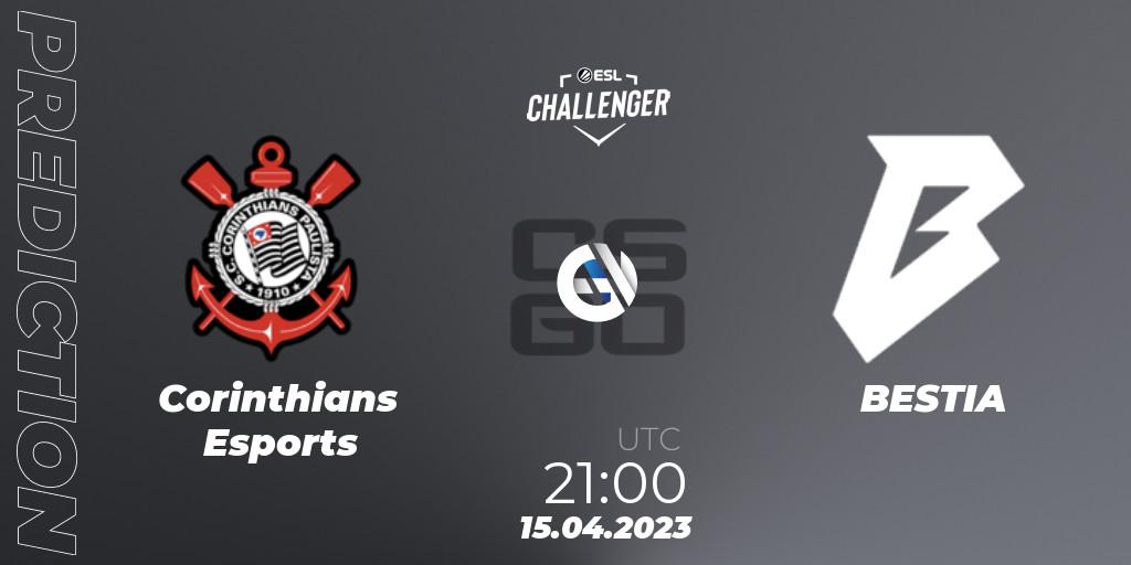 Corinthians Esports contre BESTIA : prédiction de match. 15.04.2023 at 21:10. Counter-Strike (CS2), ESL Challenger Katowice 2023: South American Open Qualifier