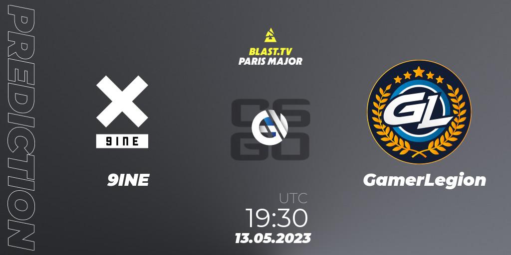 9INE contre GamerLegion : prédiction de match. 13.05.2023 at 18:20. Counter-Strike (CS2), BLAST Paris Major 2023